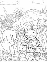 coloriage Stuart little au barbecue